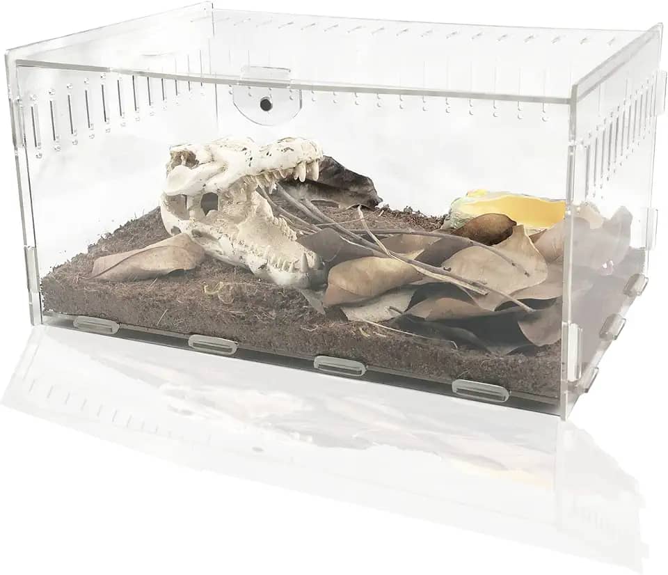 ZeHee - Gaiola Magnética de Acrílico para Répteis, Terrário Transparente 360°, Adequado para Aranhas, Lagartos, Caranguejos Eremitas, Cobras, Insetos