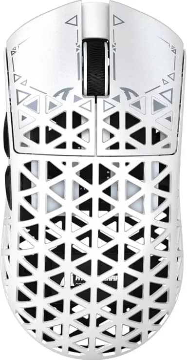 ATTACK SHARK R5 Ultra Mouse gamer sem fio HyperSpeed de fibra de carbono,ultraleve,39 g,com fita adesiva,2,4 G/BT/USB-C,sensor PixArt PAW3950MAX,taxa de polling sem fio de 8 kHz,42KDPI,Win/Mac(Branco)