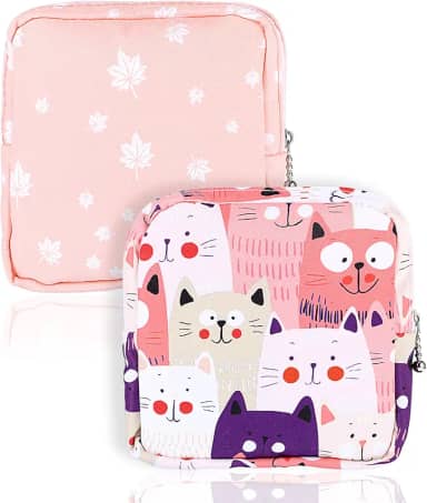 Bolsas portáteis de primeira menstruação para meninas adolescentes, 2 peças de bolsa menstrual feminina para absorventes higiênicos, bolsa de armazenamento de absorventes higiênicos, bolsas