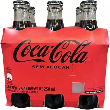 Refrigerante Coca-Cola Sem Açucar 250ml - 6 unidades