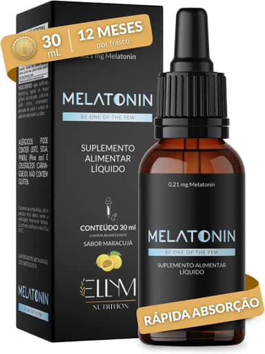 Melatonina em Gotas Sublingual 30ml Maracujá ELLYM NUTRITION Rápida Absorção Efeito Imediato 0,21mg Melatonin por Gota