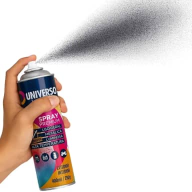 Tinta Spray 400ml Brilhante Uso Geral em Aço Ferro Couro Gesso Cerâmica | Universo - Cinza Grafite