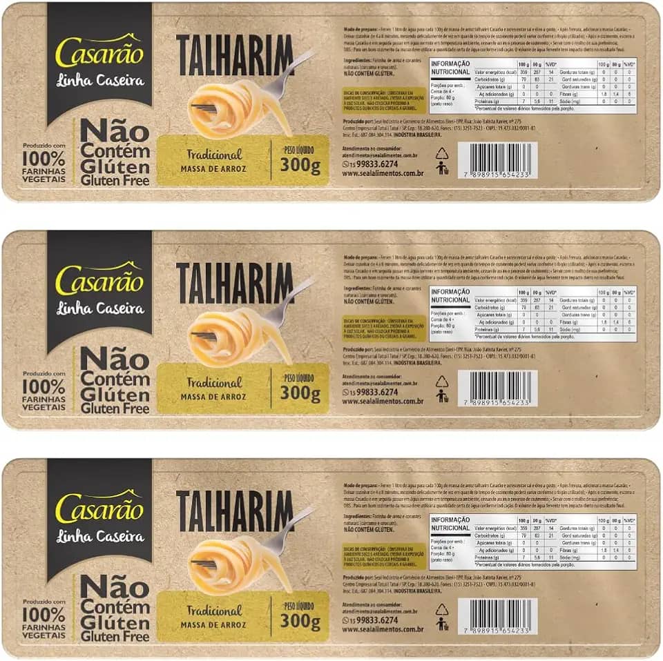 Kit 3 Pacotes de Talharim Tradicional Sem Glúten de 300g cada - Casarão