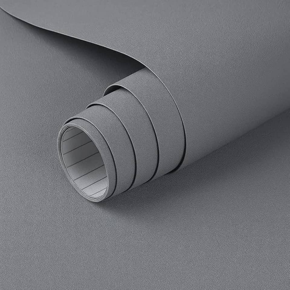 Papel de Parede PREMIUM Ciinza 5 metros Papel Adesivo para Móveis Cinza 5m x 45 cm Texturizado