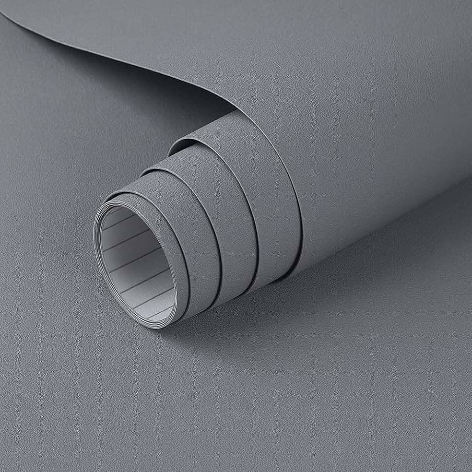 Papel de Parede Adesivo Premium Cinza Texturizado 5m x 45cm para Paredes e Móveis