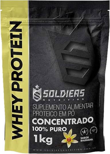 Whey Protein Concentrado 1Kg - Baunilha - 100% Puro Importado - Soldiers Nutrition