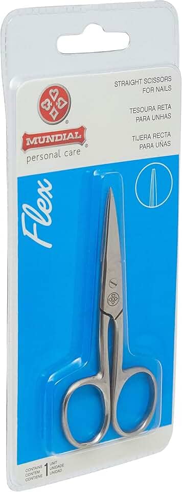 Tesoura Unha Flex Reta 9 Cm, Mundial S/A, Prateado