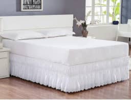 Saia Box Casal Queen Perolla Bordado Ultrassônico - Branca