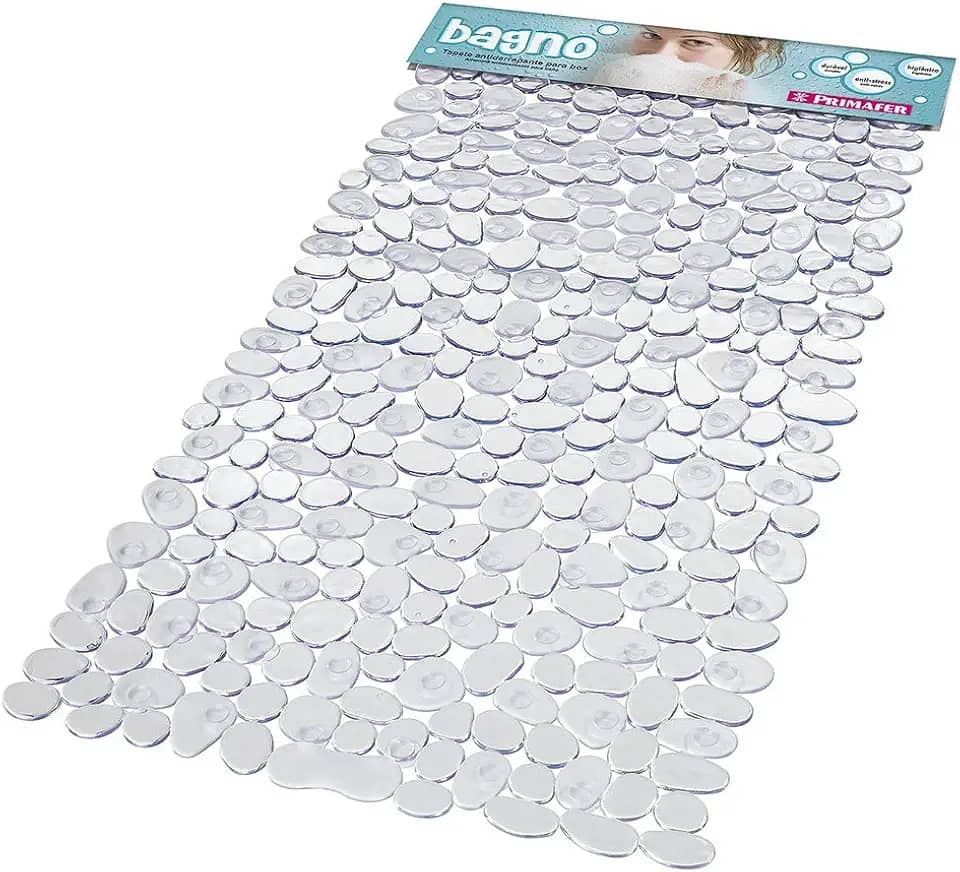 Atlas - Tapete para Banheiro com Sistema Antiderrapante de Fixação por Ventosa, Tamanho 70x38cm ,Cor Cristal