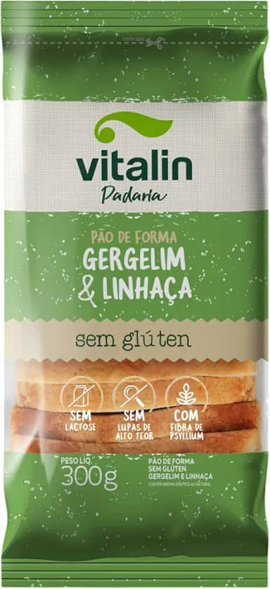Vitalin Pão de Forma Sem Glúten Gergelim e Linhaça 300g
