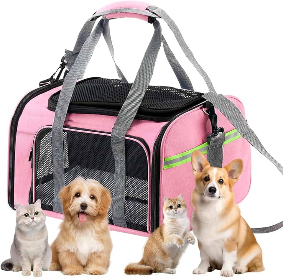 Bolsa Transporte Pet Ventilação em 4 lados Bolsa Transporte Pet Avião Para LATAM Paw Up (Rosa)