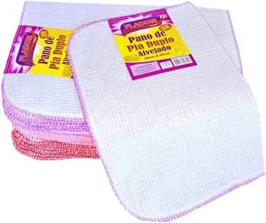 Pano De Pia Alvejado Duplo 30x42-6 Unidades para Cozinha 100% Algodão Alta Absorção e Durabilidade