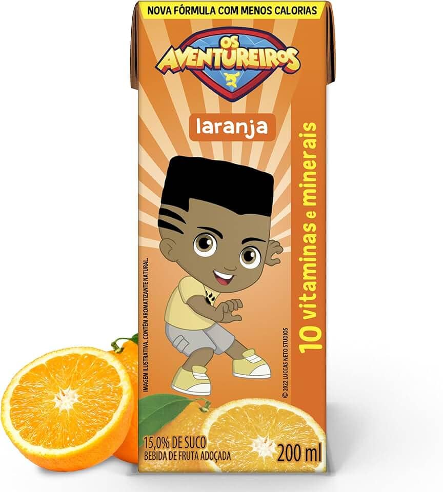 AVENTUREIROS - Néctar de Laranja em Caixinha - Sem Ingredientes Artificiais, Sem Glúten - Contém 10 Vitaminas e Minerais, Ingredientes Naturais - Vegano - 200ml