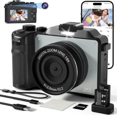 Câmera Digital 4K para fotografia, LucZeng Câmera Vlogging de 48 MP para YouTube com cartão TF de 64 GB, tela LCD de 3', antirvibração, zoom digital de 18x, câmeras digitais compactas para viagens