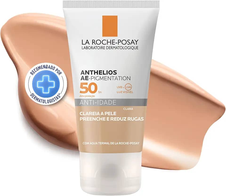 La Roche-Posay Anthelios, Protetor Solar Anti-Idade com Ácido Hialurônico, Cor Clara, Textura Gel Creme, FPS50, 50g