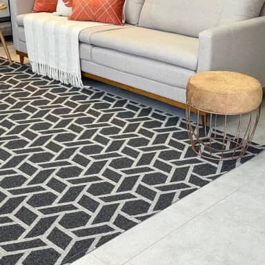 Tapete Sala 2x3 Dubai Antiderrapante Fácil De Limpar (PRETO E MARROM GEOMETRICO)