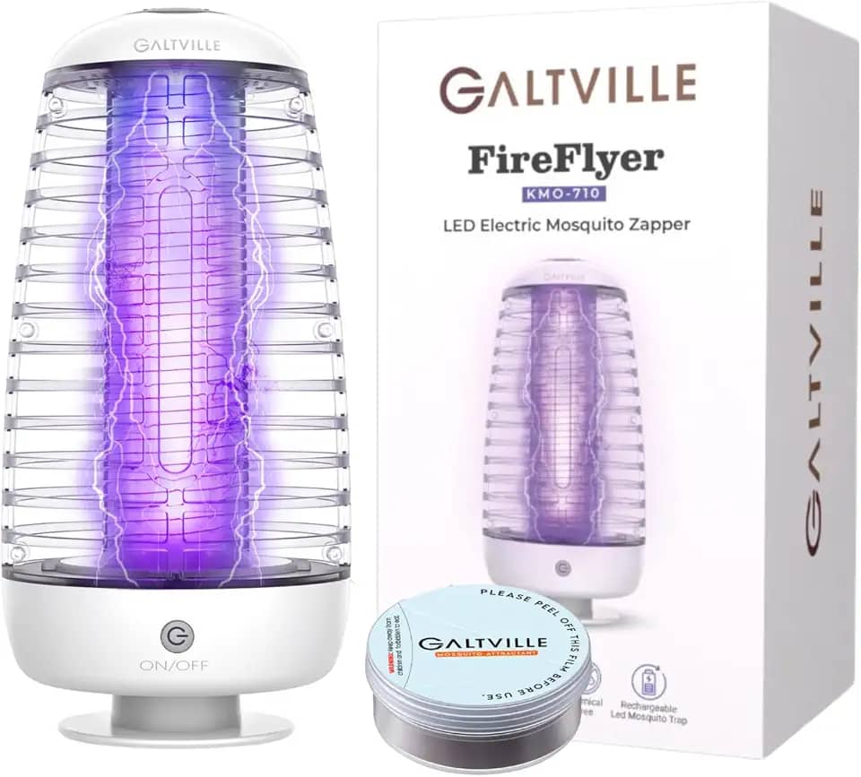 FireFyer Mata Mosquito Light, armadilha elétrica para mosquitos - armadilha para luz e odor, branca