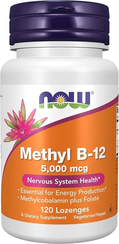 Agora suplementos, metil B-12 (metilcobalamina) 5.000 mcg, saúde do sistema nervoso *, 120 lozenges