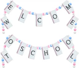 4 peças 8,06 m composição volta às aulas banner decorações feltro bem-vindo à escola sala de aula decoração de festa primeiro dia banner guirlanda adereços de foto (caderno)