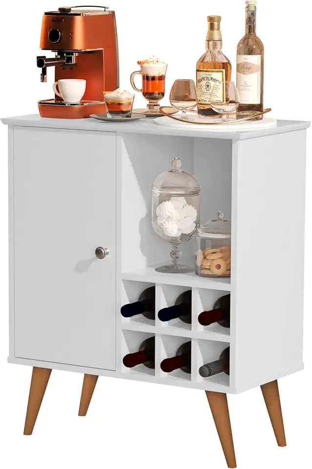 Adega 6 Garrafas com 1 Porta Adega de Vinho Compacta para Sala ou Cozinha (Branco)