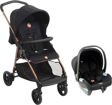 Carrinho de Bebê com Bebê Conforto, Lui Travel System Preto Cobre Burigotto