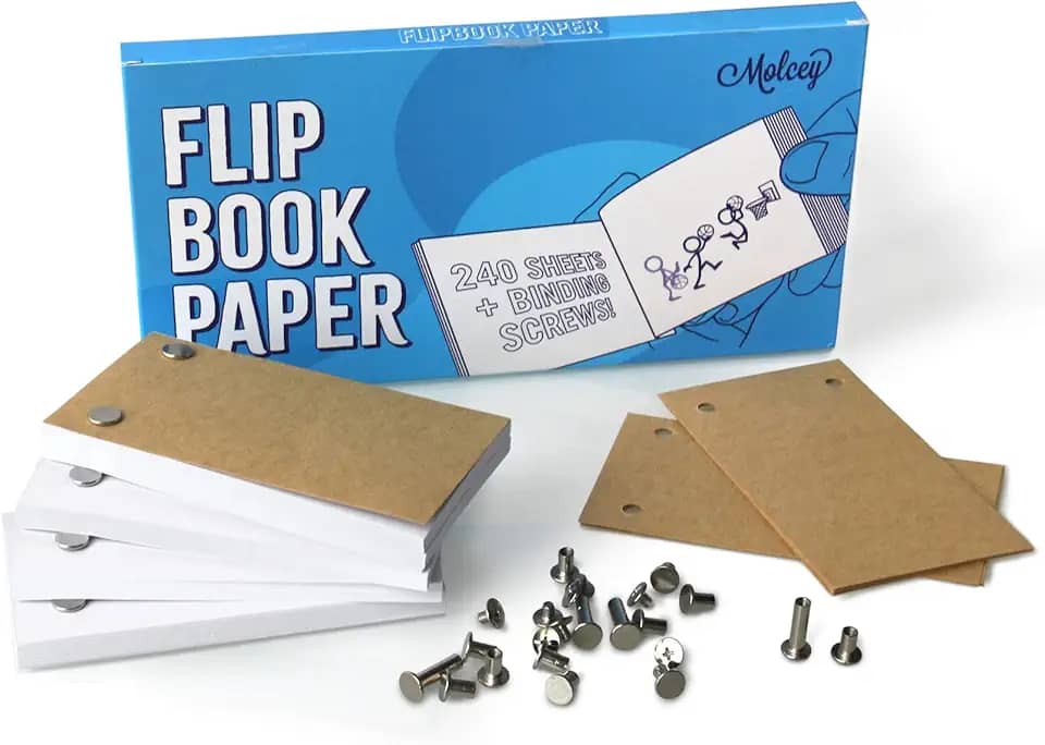 Flip Book em branco - Papel de animação de 240 folhas com furos - 480 páginas: para desenho, esboços de quadrinhos