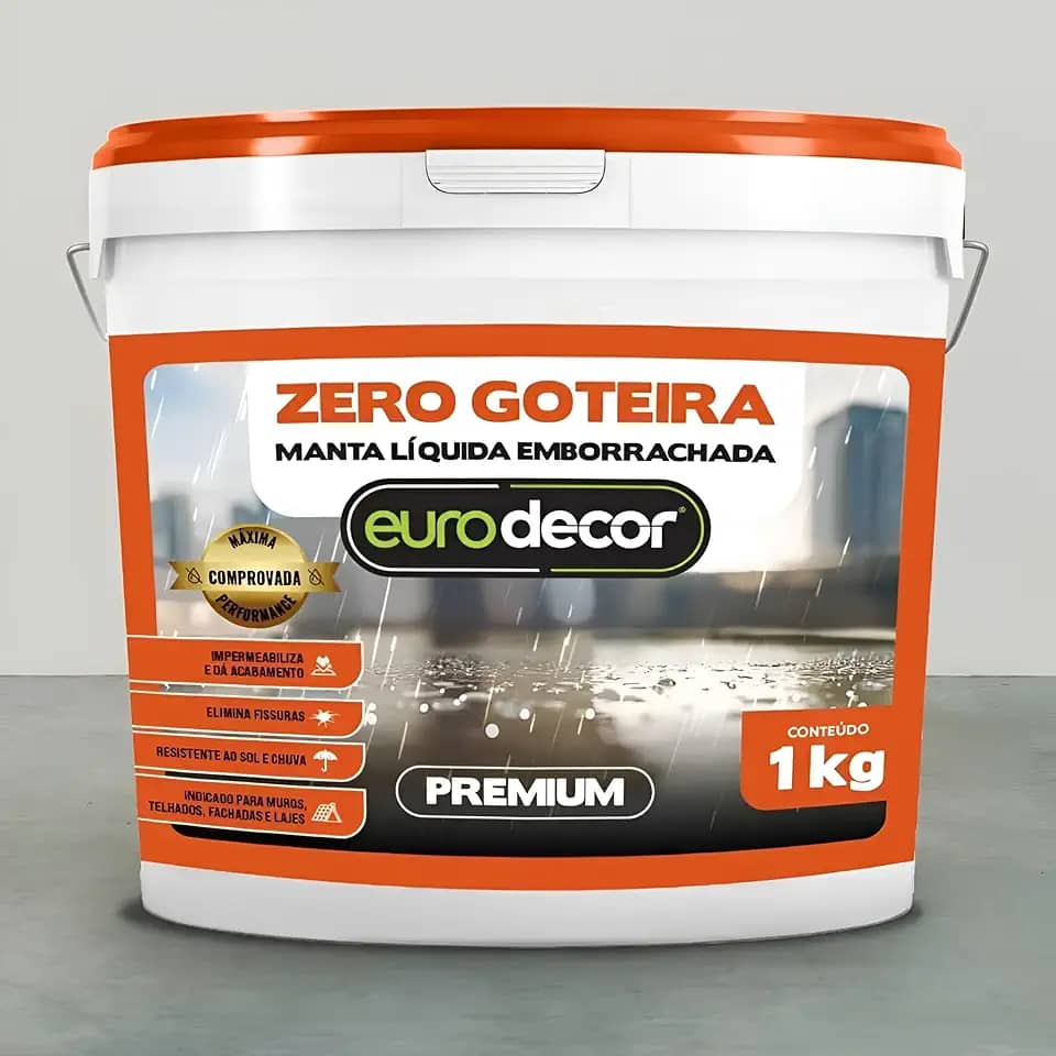 Manta Líquida Emborrachada Premium 1KG – Impermeabilizante Zero Goteira para Telhados, Lajes e Vazamentos – Eurodecor - BRANCO