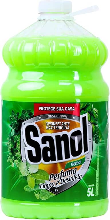 Sanol Desinfetante Líquido Para Uso Geral Herbal 5 Litros Verde