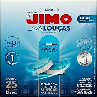 JIMO Lava Louça Multicamadas Detergente Concentrado para Máquinas de Lavar Louças Desengordurante Mais Brilho e Proteção às Louças 25 pastilhas