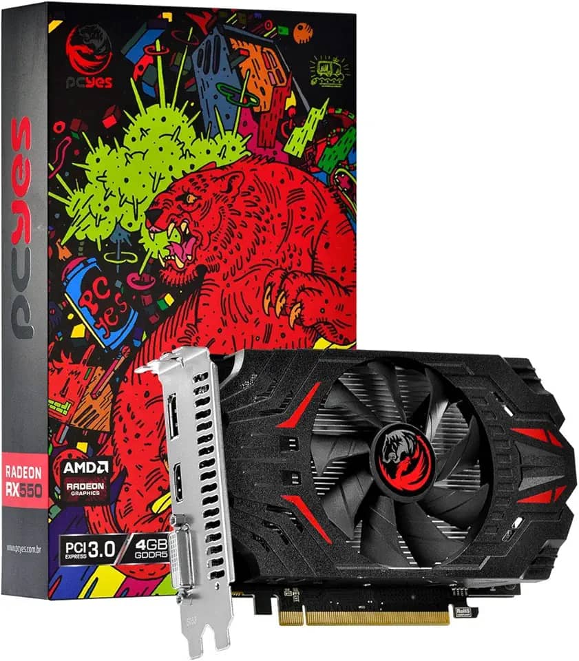 PLACA DE VIDEO AMD RADEON RX 550 4GB GDDR5 128 BITS SINGLE-FAN - GRAFFITI SERIES - PJRX550R5SF - PCYES