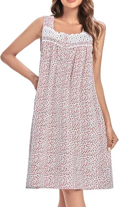 Camisola feminina sem mangas de algodão confortável camisola vitoriana leve