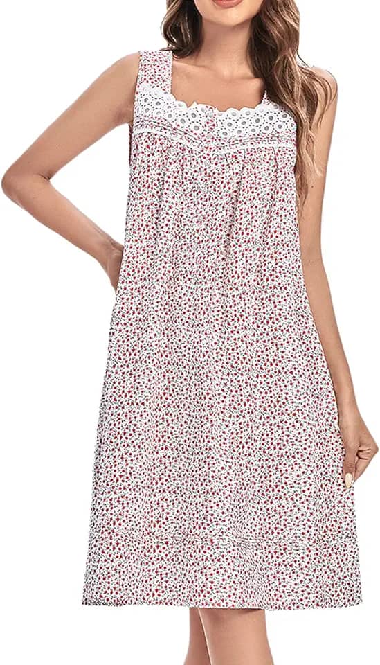 Camisola feminina sem mangas de algodão confortável camisola vitoriana leve