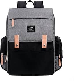 THE LAND Bolsa Mochila Maternidade, Original, Modelo Luxury, Marca d’água LANDUO, Até 7kg, 16 Bolsos Funcionais, Trocador, Ganchinhos, Impermeável, Térmica, Oxford 600D.