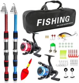 Kit Pesca, Kit Pesca Completo, Completo 2 Varas, Vara de Pesca Telescopica, Vara de Pesca com Molinete Profissional