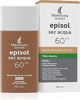 Mantecorp - Protetor Solar Episol Sec Acqua FPS 60 Médio - Base Aquosa Ultraleve com Cor - Proteção e Controle da Oleosidade - 40ml