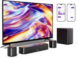 ULTIMEA Barra de som 5.1 canais com subwoofer, sistema de som surround virtual de home theater para TV, barra de som com controle de aplicativo, 2 alto-falantes surround, opt/AUX, potência máxima de