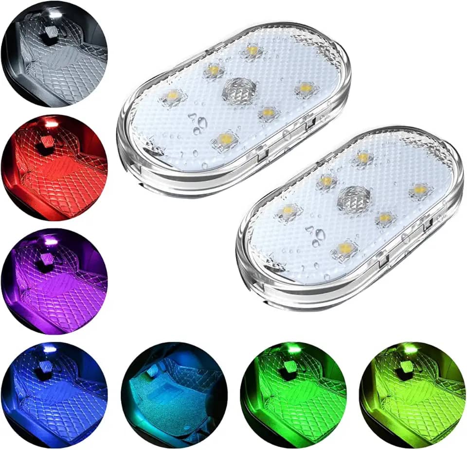 Iluminação Para Estetica Automotiva Kit 2 Luzes Interna Luz Para Carros Teto Carro (Multicolorido - 7 em 1)
