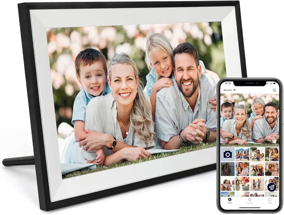 Moldura digital de 10,1 polegadas WiFi Moldura digital IPS HD Touch Screen Smart Cloud Photo Frame com 8 GB de armazenamento, rotação automática, fácil configuração para compartilhar fotos ou vídeos