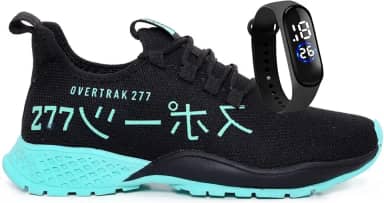 Tênis Masculino de Corrida Meia Preto Macio Confortável Para Academia + Relógio