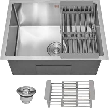 HOLTTER Kit Cuba Cozinha Gourmet Aço Inox 304 Resistente Corrosão Acompanha Cesto Escorredor Elegante Chique Fácil Limpeza Antirruído Embutir Sobrepor Cozinha Ilha Espaço Gourmet (Preta)