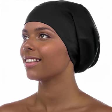 Touca de natação para cabelos longos, dreadlocks, tranças, extensões de cabelo, tranças, cachos e afros - Touca de natação de silicone para mulheres e homens, mantenha o cabelo seco