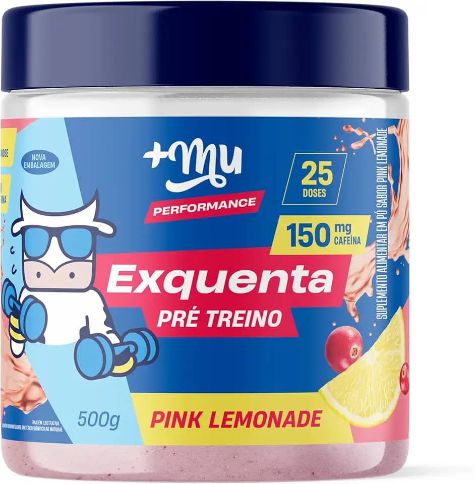 Pré treino, +Mu, Exquenta, Sabor Pink Lemonade, Com Cafeína, Palatinose e Taurina - 500g