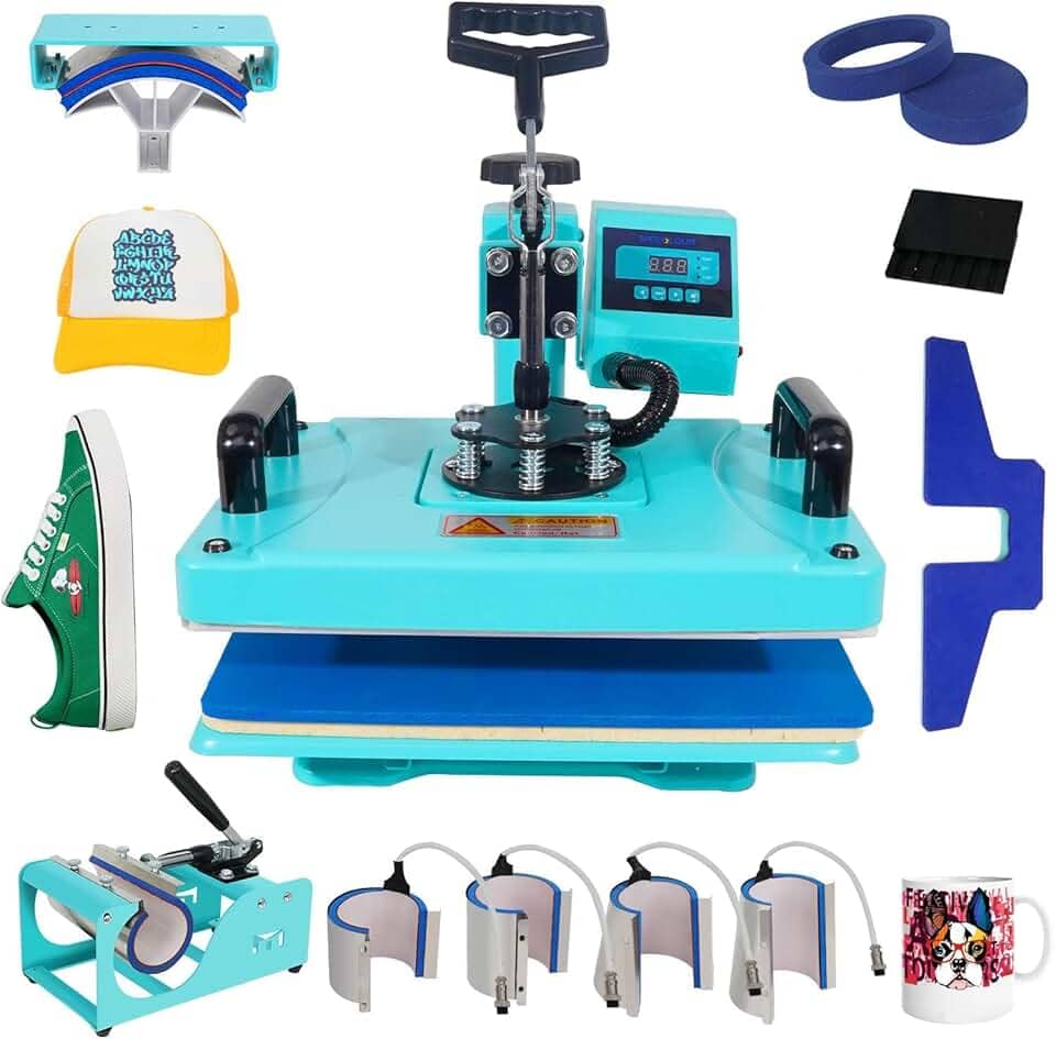 Máquina de Estampar Térmica 10 em 1 - Aço Inoxidável Azul - 220 Volts (Azul - 220 V-Envio pelo vendedor)