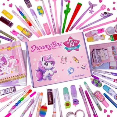 Kit de Papelaria Fofa Kawaii Kit 15 Itens Com Caixa de Presente Exclusiva Planeta Kawaii, Presente para Menina, Adolescente, Mulher, Criativo, Papelaria Infantil, Volta às Aulas