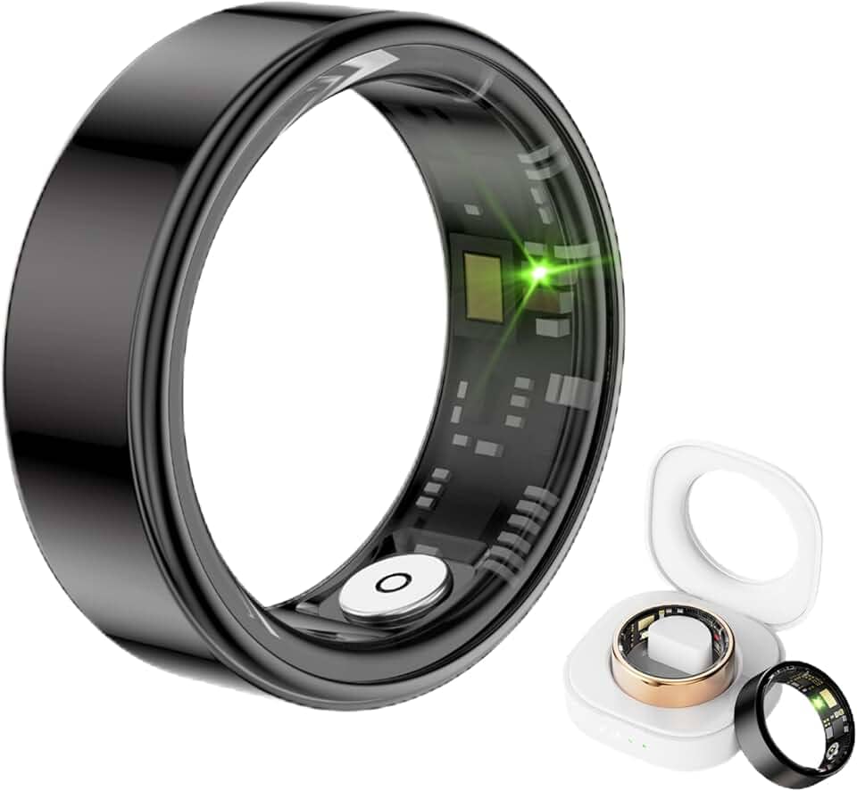 Smart Ring Health Tracker, Anillo Inteligente para Hombre, Anéis de Saúde para Homens e Mulheres, Rastreador de Fitness Impermeável (Preto, nº 10)