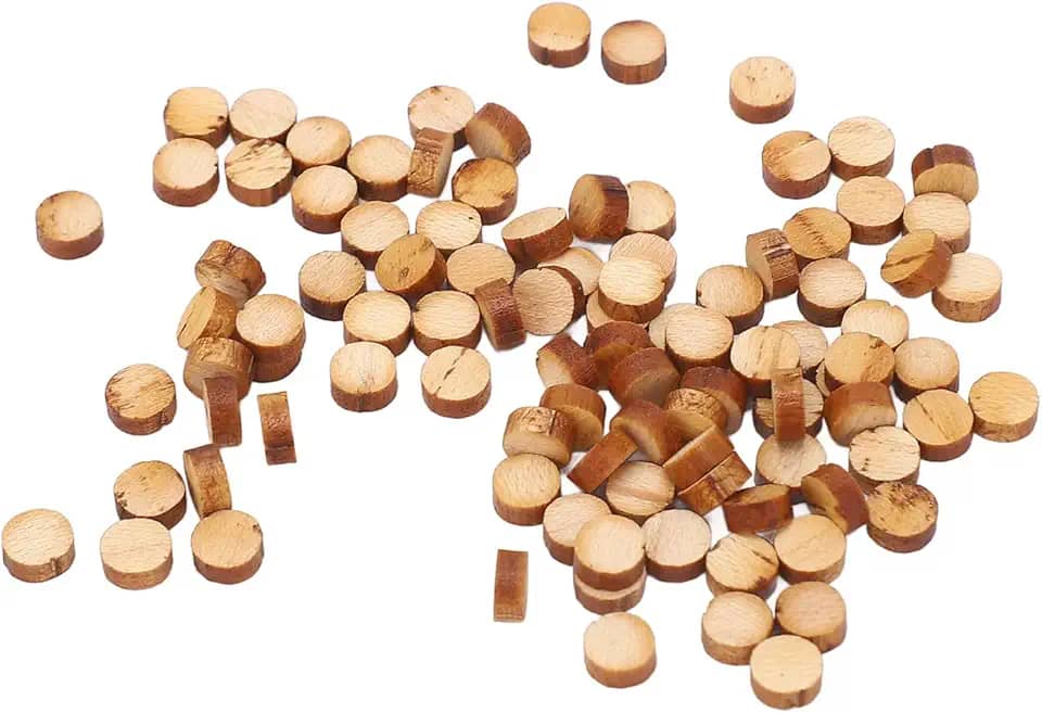 Pilipane Marcadores de escala de guitarra com pontos de madeira de bordo redondos embutidos, 100 peças, 5 mm, para bandolim, ukulele, acessórios de violão, projetos DIY