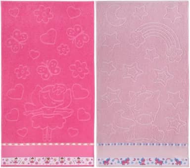 Kit 2 Toalhas Banho Infantil Criança Algodão Jacquard Menino Menina 1,20m X 0,70m (Menina)
