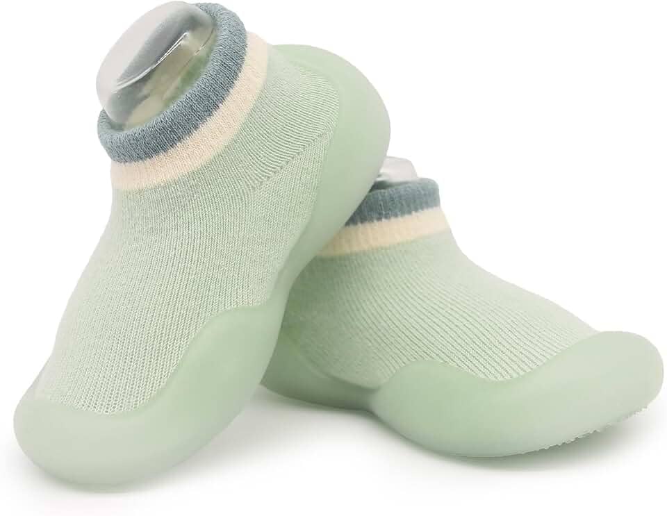 Sapatos de primeira caminhada para bebês meninas e meninos, antiderrapante, sola macia, meias infantis