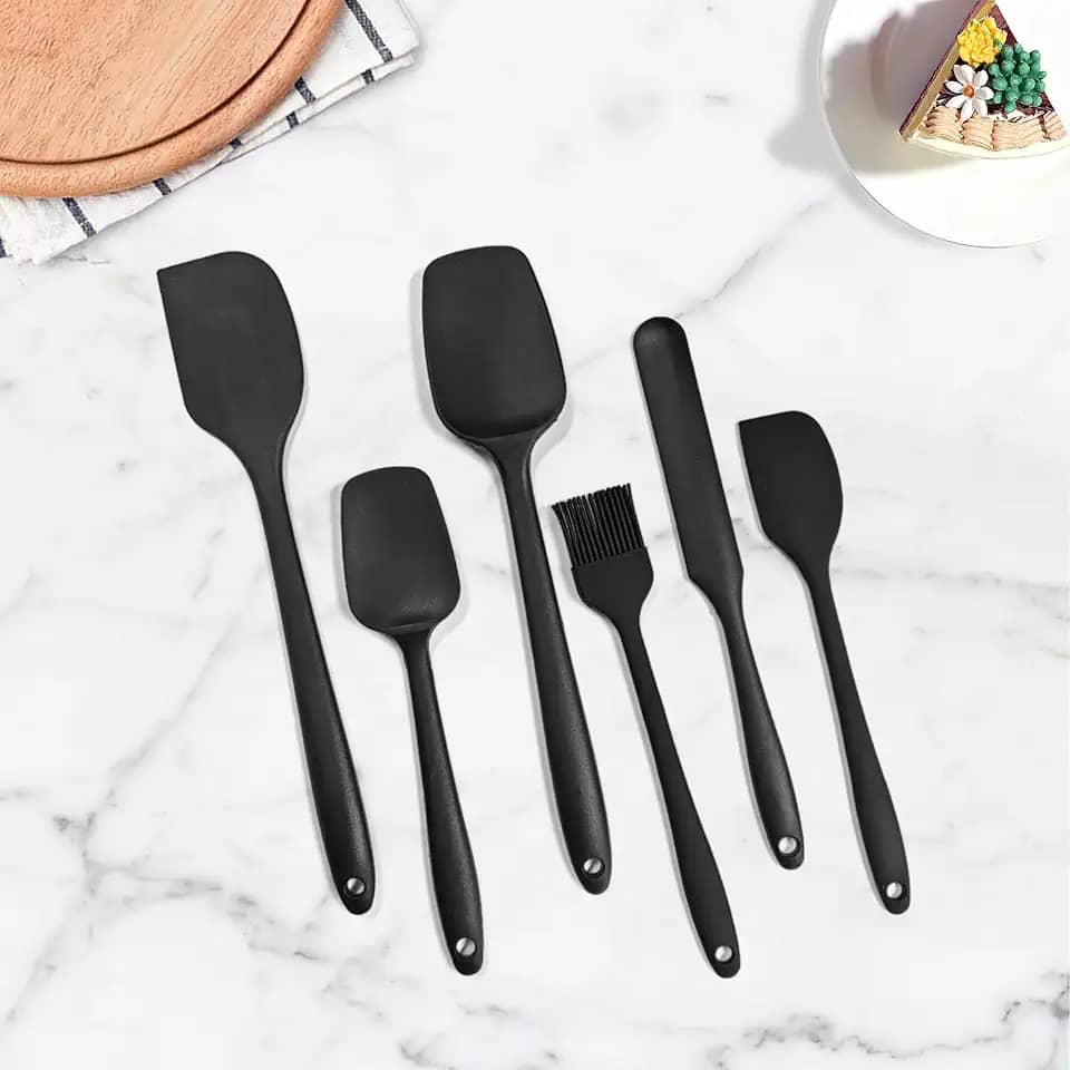 Conjunto de 6 espátulas de silicone, espátulas de borracha de silicone resistente ao calor para uso na cozinha, espátula de borracha de grau alimentício com aderência ergonômica, para cozinhar, livre