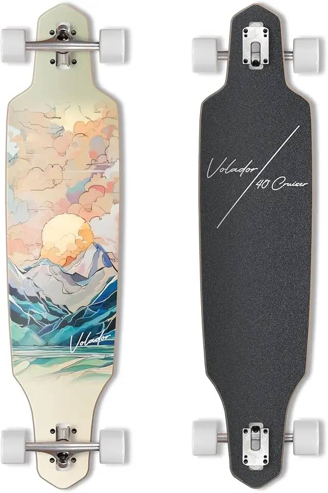 VOLADOR Urban Freeride Pro Longboard Cruiser 101,6 cm | Deck de madeira de bordo canadense e caminhão Kingpin reverso forjado | Configuração completa para viagens urbanas